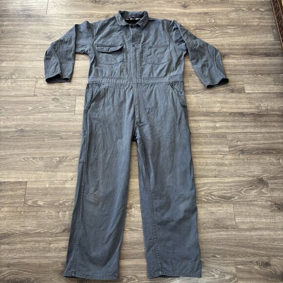 Vtg Champion Mens Coveralls Mechanic Jumpsuit Blue Grey Size 44x32 Workwear RARE - Picture 1 of 16
